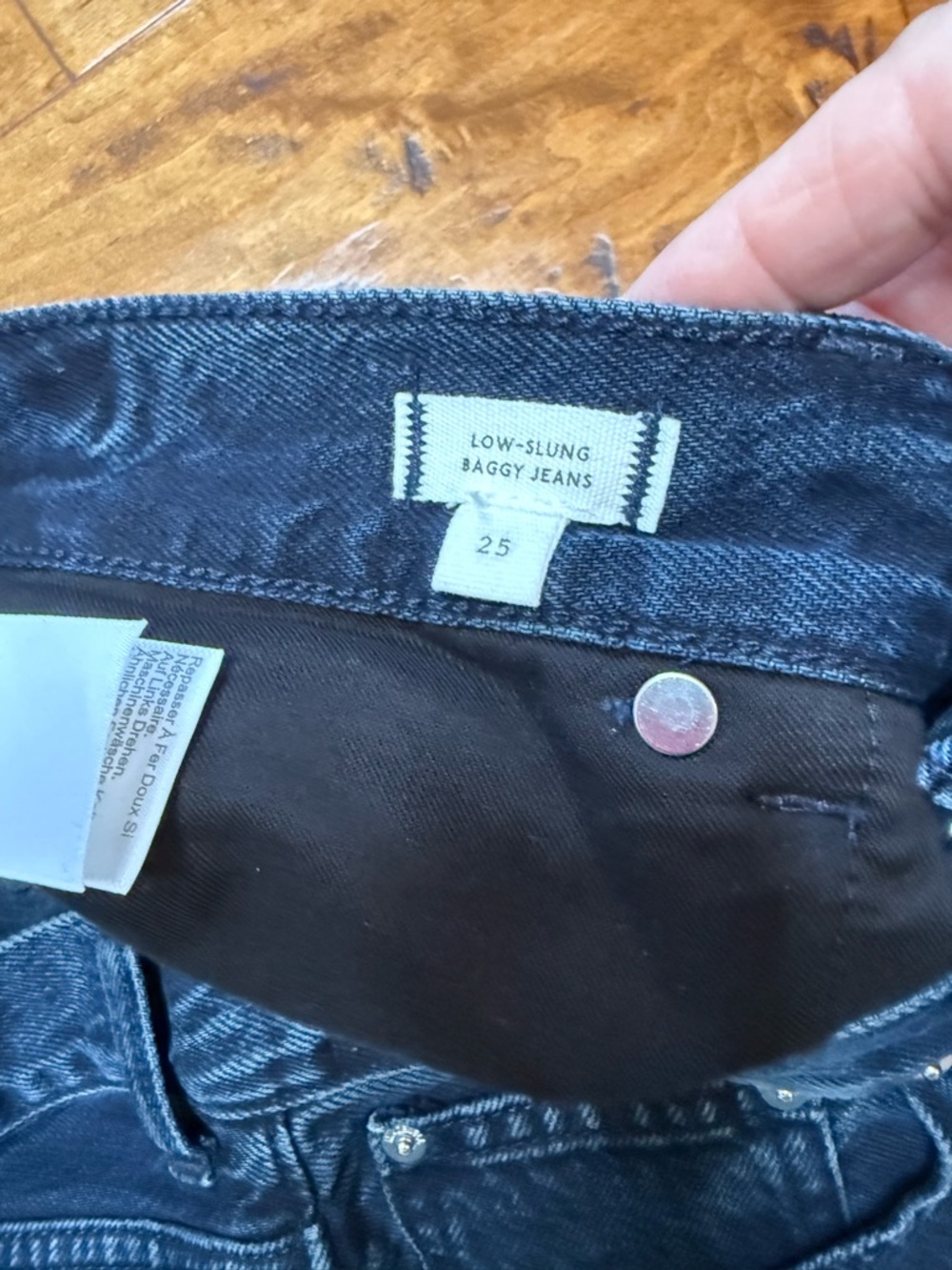 Madewell Low Rise Baggy Wide Leg Jeans Dark Indigo Button Fly 25 - Picture 7 of 11